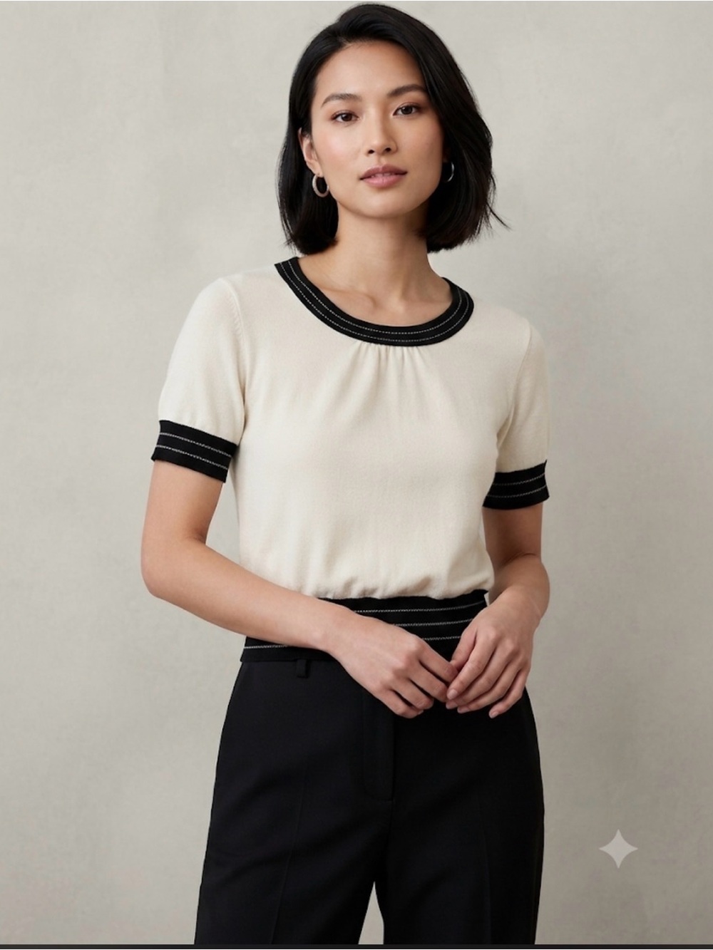 White and Black Trim Top